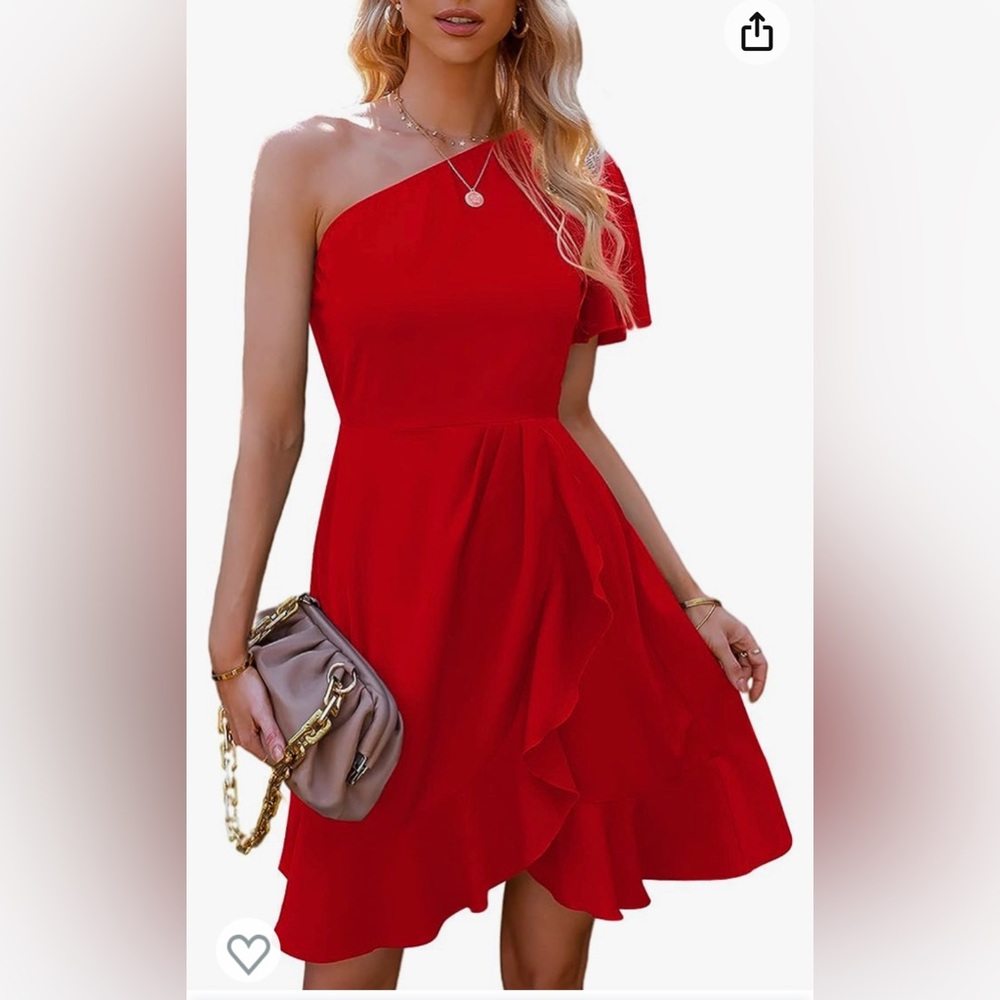 Women's One Shoulder Ruffle Short Sleeve Mini Dress